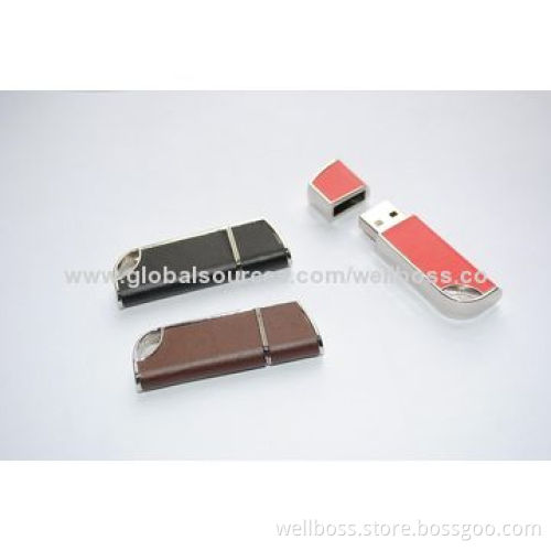 Colorful Leather USB Flash Drive with Keychain, 1 to 32GB, Factory Price